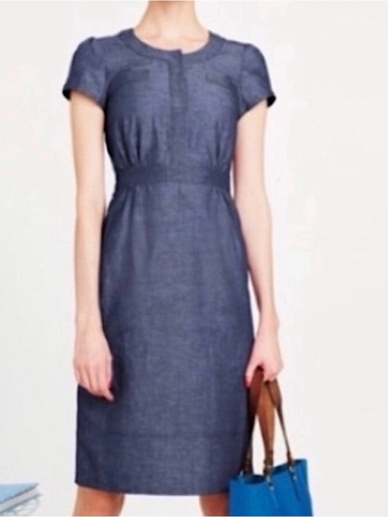 Boden Dresses & Skirts - Boden Denim-Blue Short Sleeve Midi Sheath Dress size 2
